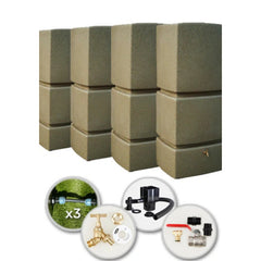 825 Litre Water Butt Quad Pack Linked - Sandstone