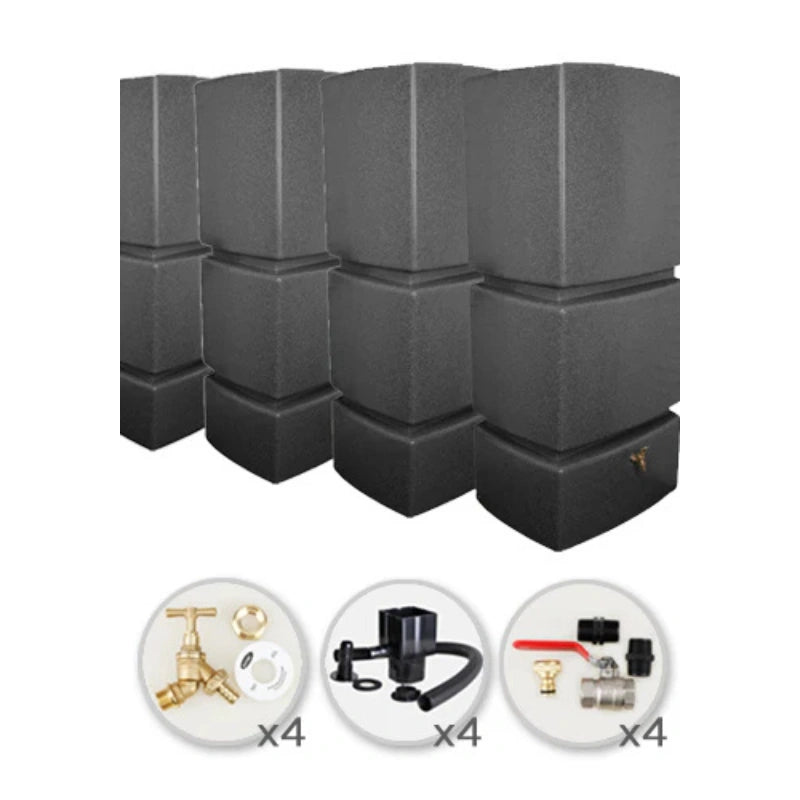 825 Litre Water Butt Quad Solo Pack - Millstone
