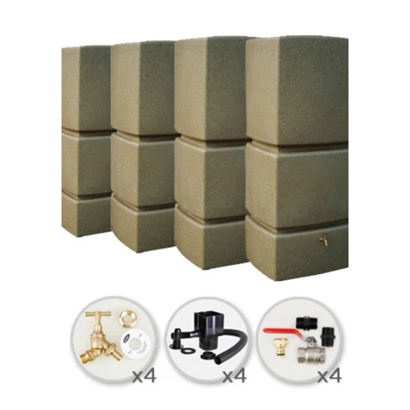825 Litre Water Butt Quad Solo Pack - Sandstone