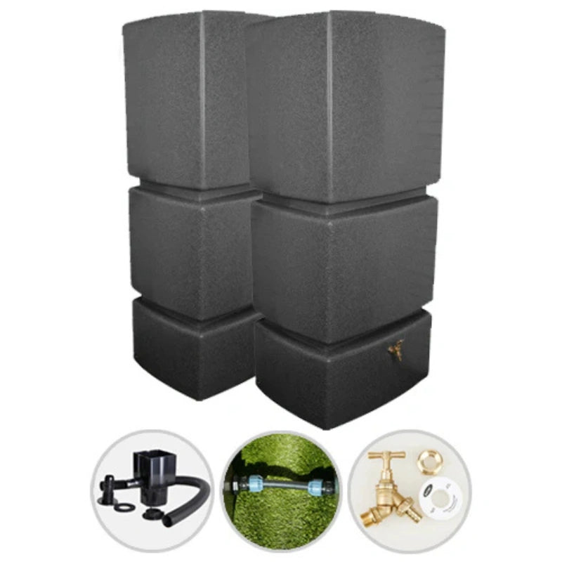 825 Litre Water Butt Twin Pack Linked - Millstone