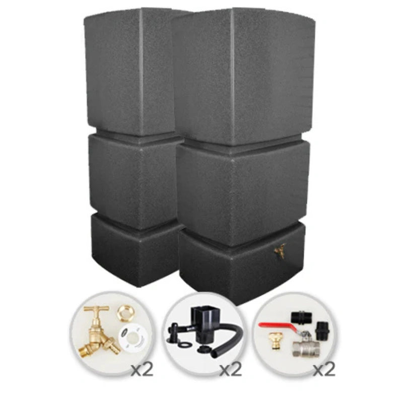 825 Litre Water Butt Twin Solo Pack - Millstone