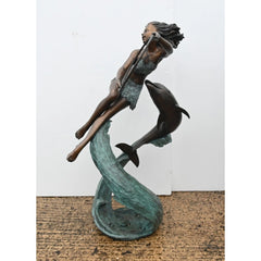 Canonbury Antiques Art Nouveau Bronze Fountain Dolphin Girl Garden Casting