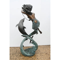 Canonbury Antiques Art Nouveau Bronze Fountain Dolphin Girl Garden Casting