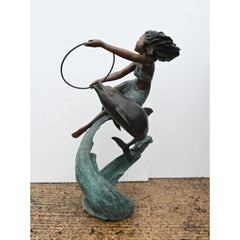 Canonbury Antiques Art Nouveau Bronze Fountain Dolphin Girl Garden Casting