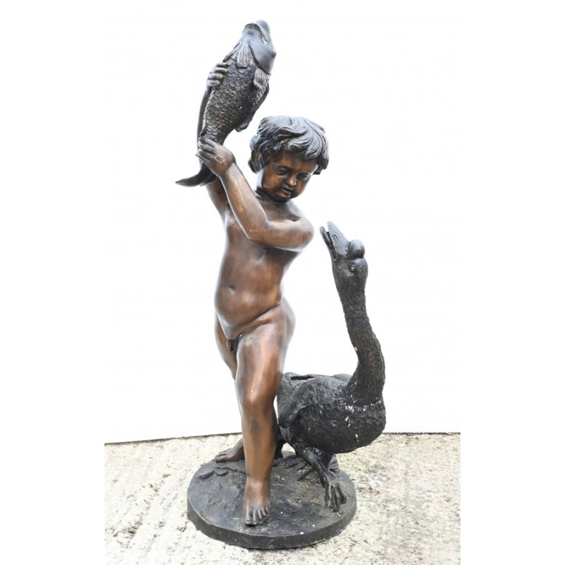 Canonbury Antiques Classical Bronze Cherub Fountain Fish Geese Garden Statue