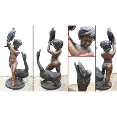 Canonbury Antiques Classical Bronze Cherub Fountain Fish Geese Garden Statue