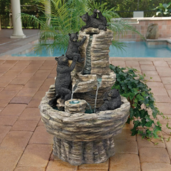 Design Toscano Water Fountain - Rocky Mountain Splash Black Bears Garden Decor Fountain - Outdoor Water Feature