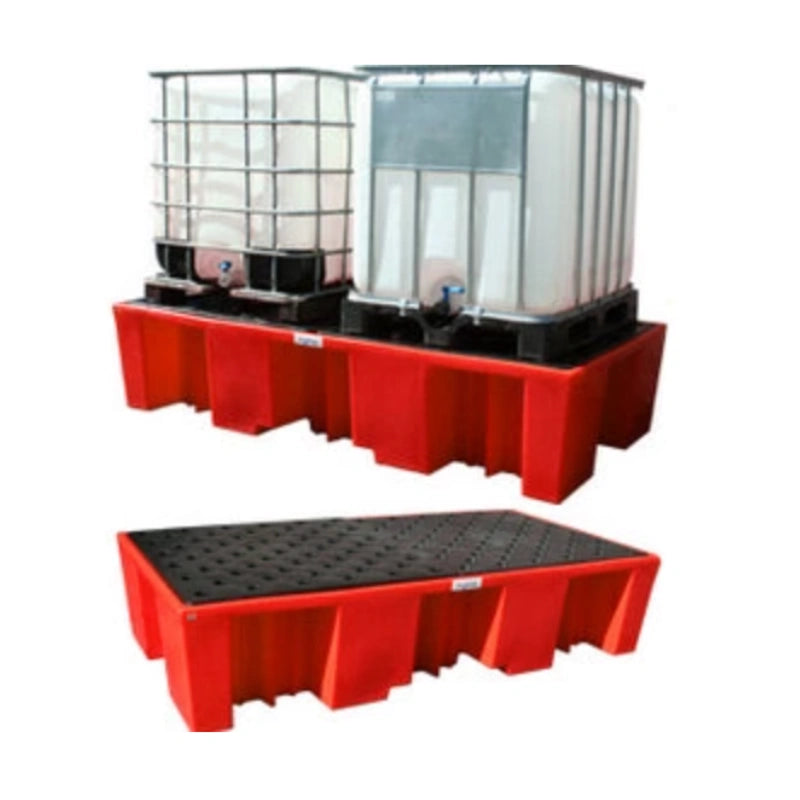 Double IBC Bund Pallet In Red 2 x 100 Litres