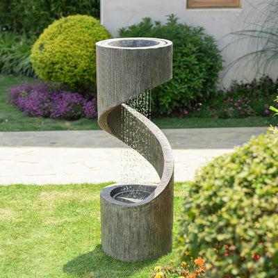 Glitzhome Decorative Tiered Outdoor Water Fountain with LED Light