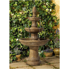 John Timberland Domanico Italian Outdoor Floor Bubbler Fountain and Waterfalls 57" High 3 Tiered Basins