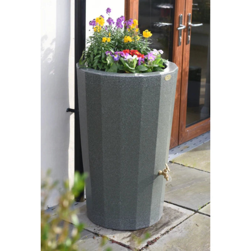 Midi Metropolitan Water Butt Planter in Green Marble