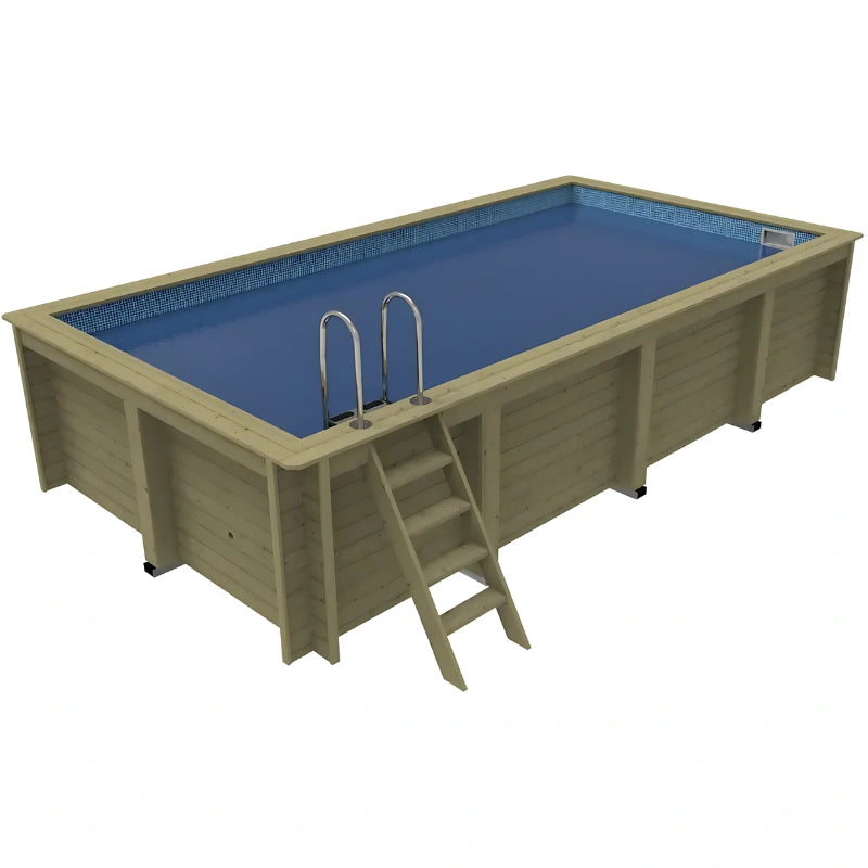Plastica Nazca 6m x 3m Wooden Pool Package with SwimMaster Counter Current & Invertemp Heat Pump