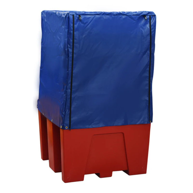 Single IBC Bund Pallet Red - c/w Grid and Premium Cover