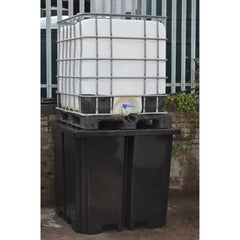 Space Saving IBC Bund Pallet - Black with PE Grid & 115L Spill Tray