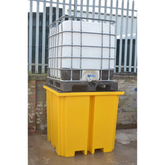 Space Saving IBC Bund Pallet - Yellow with PE Grid & 115L Spill Tray