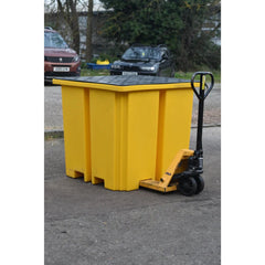 Space Saving IBC Bund Pallet - Yellow with PE Grid & 115L Spill Tray