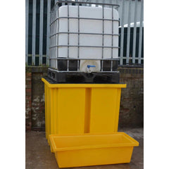 Space Saving IBC Bund Pallet - Yellow with PE Grid & 115L Spill Tray