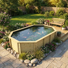 Stretched Octagonal Koi Pond 12ft (3.415m) x 8ft (2.44m), 1419 gallons