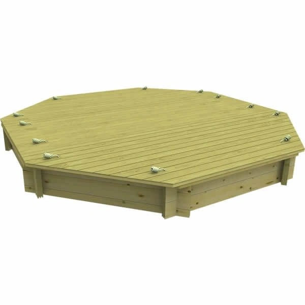 The Garden Timber Company Wooden Sandpit - 10ft Octagonal – 295mm Height – 44mm Thick Wall - Inc Heavy Duty Wooden Lid