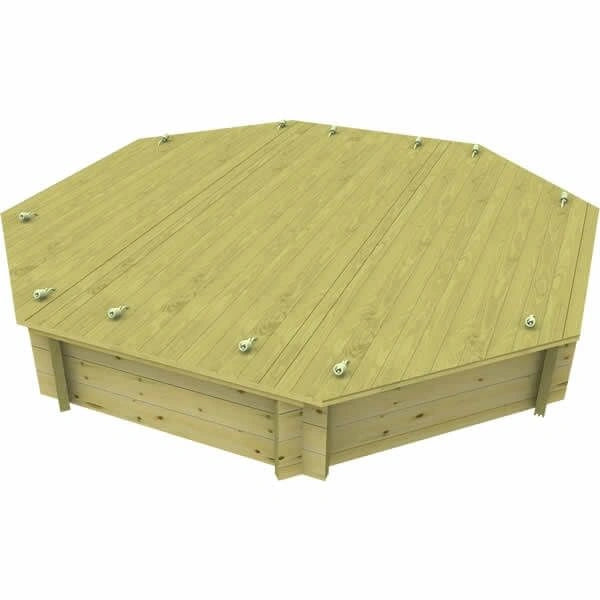 The Garden Timber Company Wooden Sandpit - 10ft Octagonal – 429mm Height – 44mm Thick Wall - Inc Heavy Duty Wooden Lid