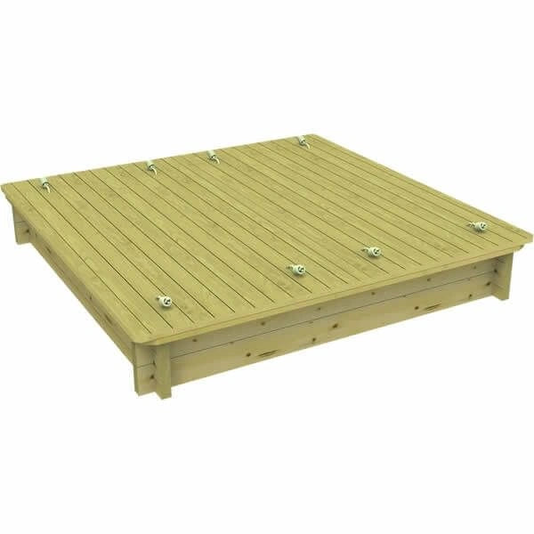 The Garden Timber Company Wooden Sandpit - 2m x 2m – 295mm Height – 44mm Thick Wall - Inc Heavy Duty Wooden Lid