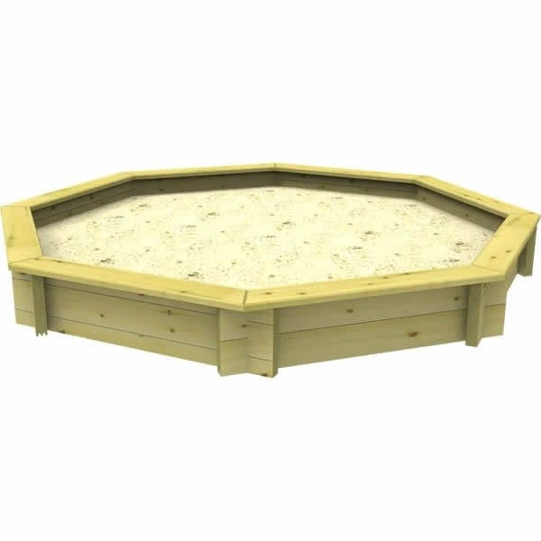 The Garden Timber Company Wooden Sandpit - 8ft Octagonal – 295mm Height – 44mm Thick Wall - Inc Heavy Duty Wooden Lid