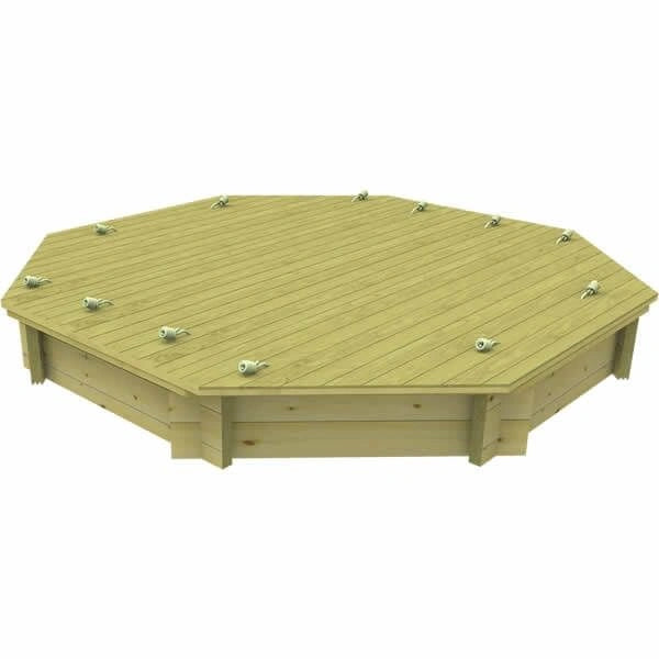 The Garden Timber Company Wooden Sandpit - 8ft Octagonal – 295mm Height – 44mm Thick Wall - Inc Heavy Duty Wooden Lid