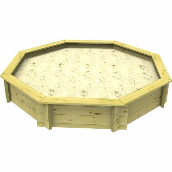 The Garden Timber Company Wooden Sandpit - 8ft Octagonal – 429mm Height – 44mm Thick Wall - Inc Heavy Duty Wooden Lid