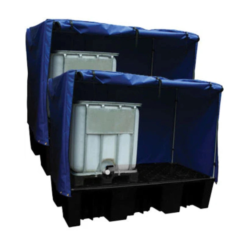 Twin Double IBC Bund Black c/w Frame and Cover