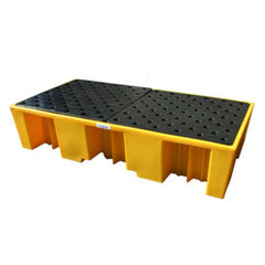 Twin Double IBC Bund Yellow c/w Frame and Cover