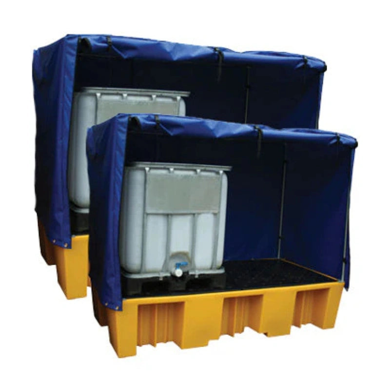 Twin Double IBC Bund Yellow c/w Frame and Cover
